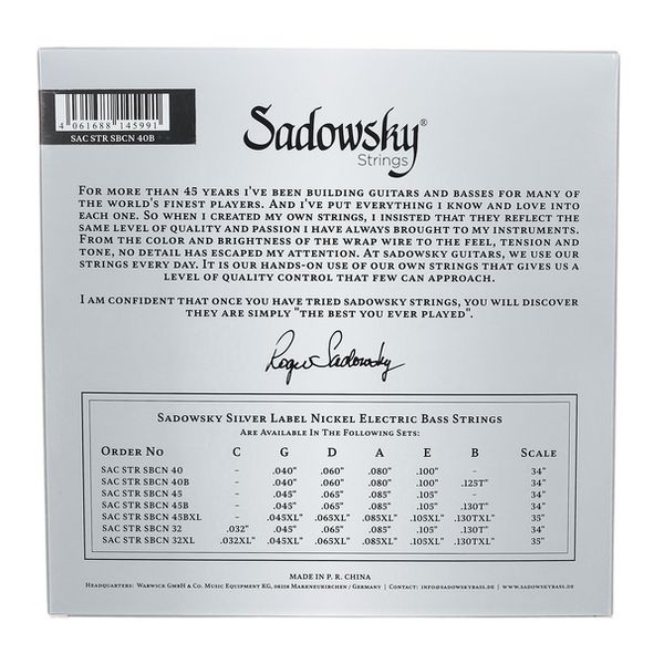 Sadowsky Silver Bass String 0.40 TW