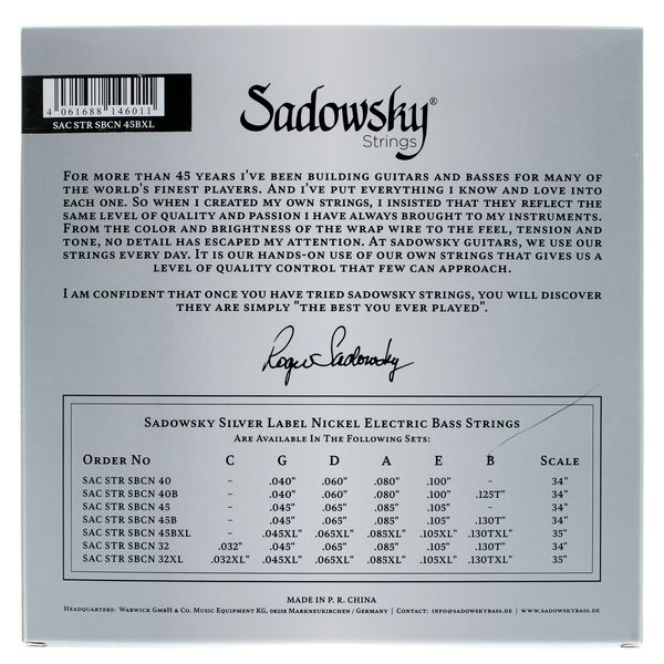 Sadowsky Silver Bass String .045 TW