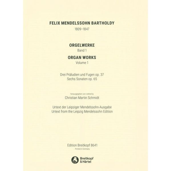 Breitkopf & Härtel Mendelssohn Orgelwerke 1