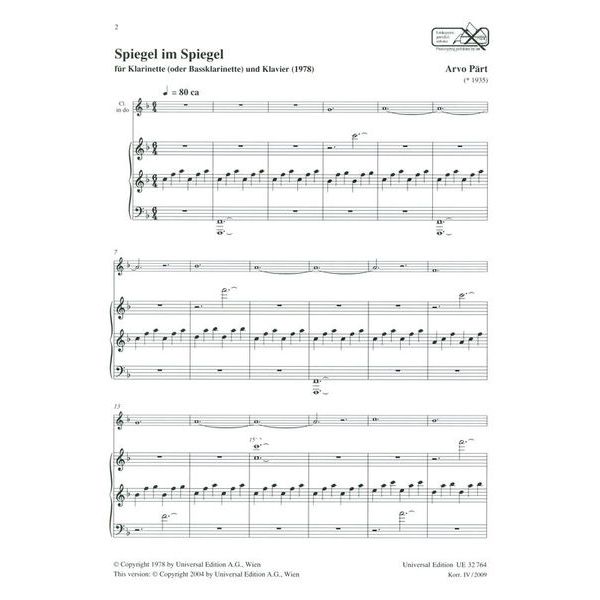 Universal Edition Pärt Spiegel im Spiegel