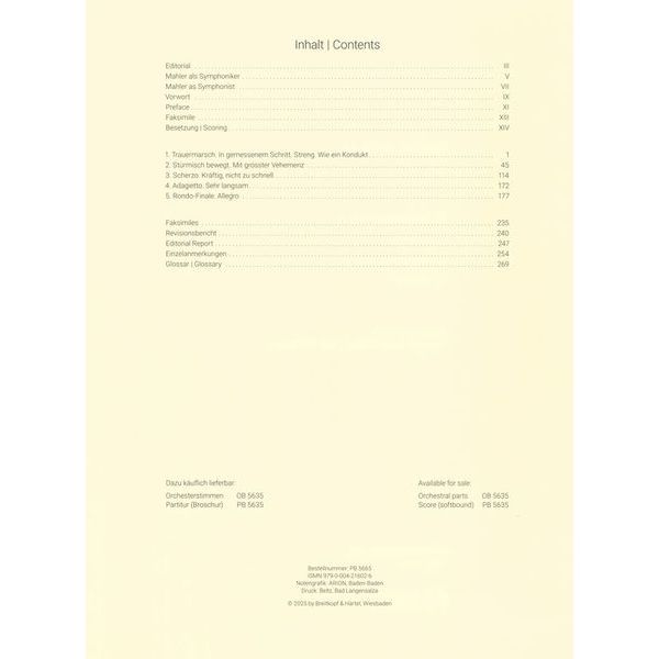 Breitkopf & Härtel Mahler Symphonie Nr. 5