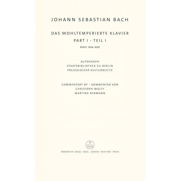 Bärenreiter Bach Wohltemperierte Klavier I