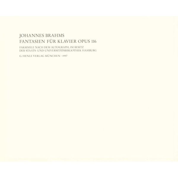 Henle Verlag Brahms Fantasien op. 116