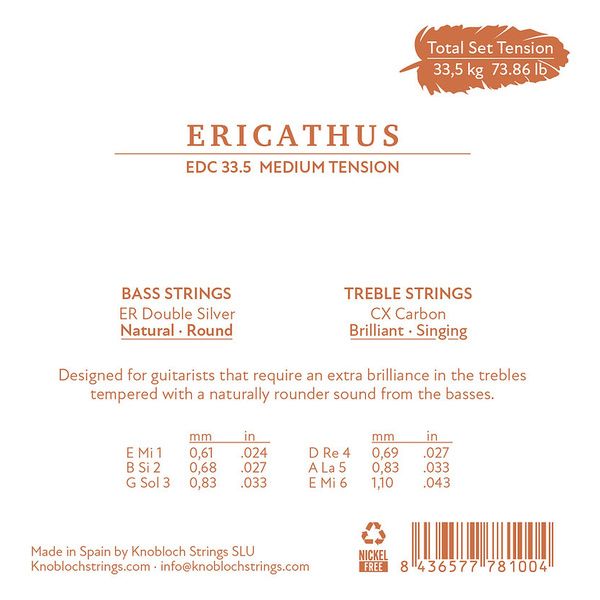 Knobloch Strings EDC33.5 Erithacus CX Carbon MT