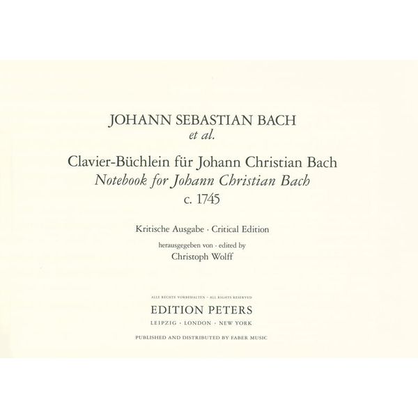 Edition Peters Clavier-Büchlein Johann Christ