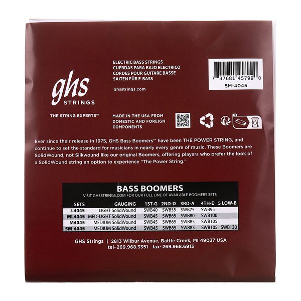 GHS Bass Boomers 5 .045 - .130