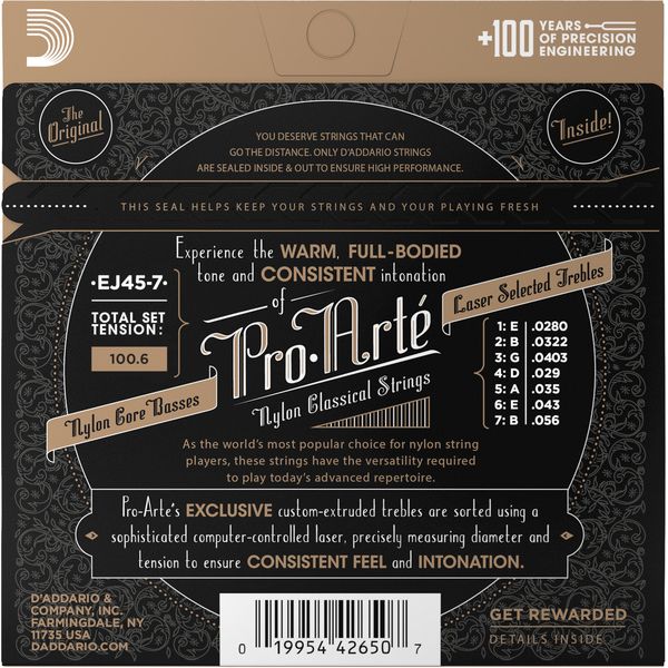 Daddario EJ45-7 7 String Nylon Classic