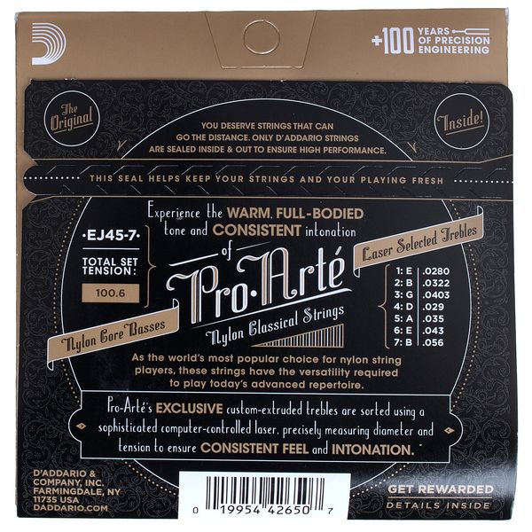 Daddario EJ45-7 7 String Nylon Classic