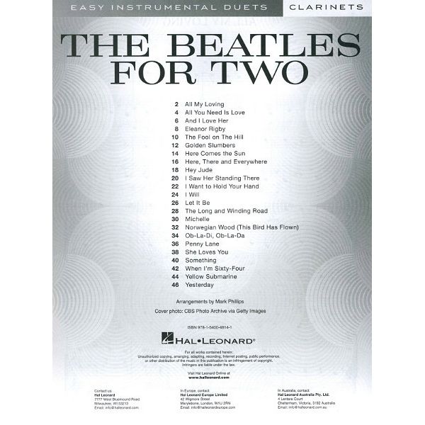 Hal Leonard The Beatles For Two Clarinets