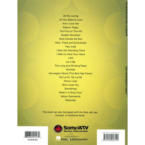 Hal Leonard The Beatles For Two Clarinets