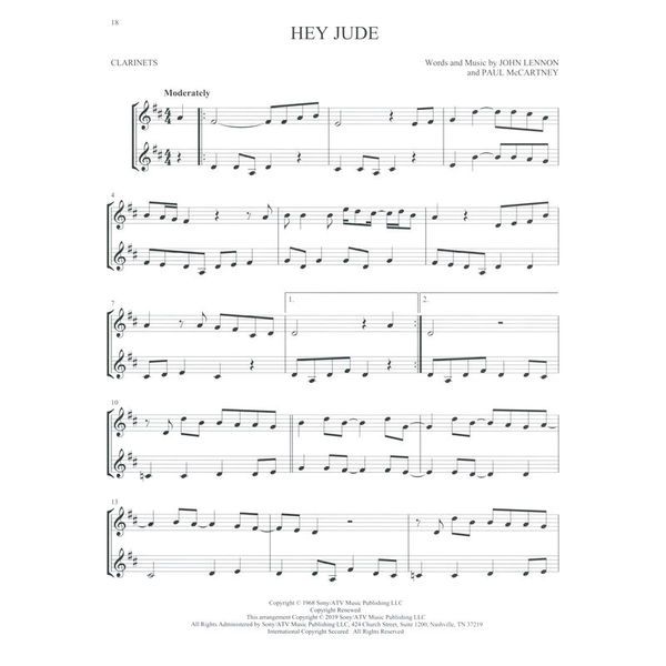 Hal Leonard The Beatles For Two Clarinets