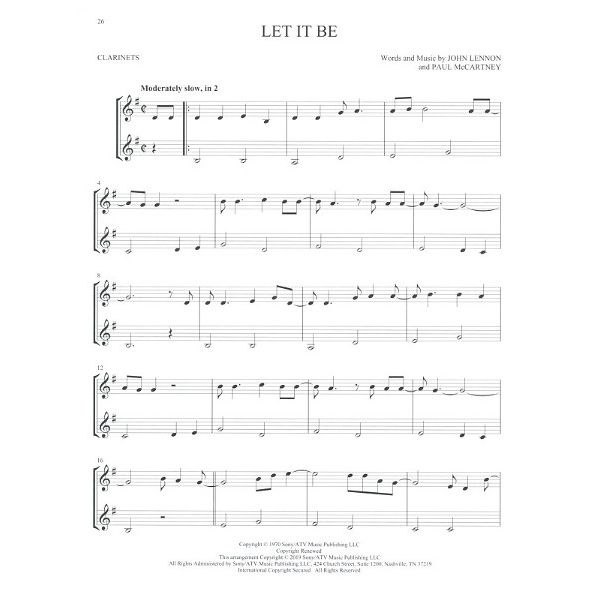 Hal Leonard The Beatles For Two Clarinets