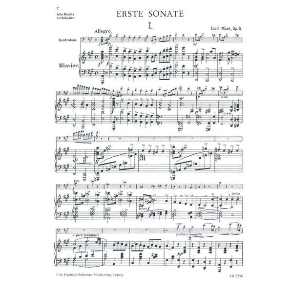 Friedrich Hofmeister Verlag Misek Sonate A-dur Kontrabass