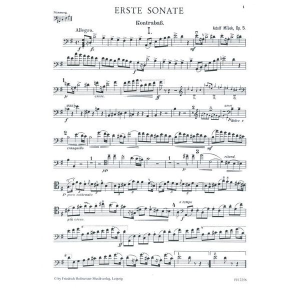 Friedrich Hofmeister Verlag Misek Sonate A-dur Kontrabass