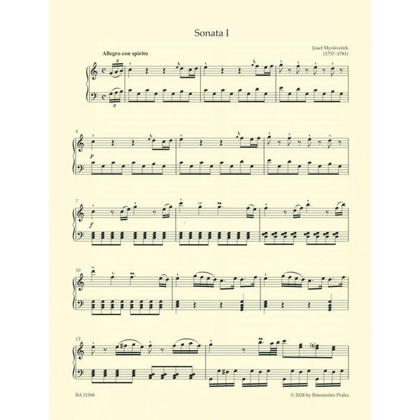 Bärenreiter Myslivecek 6 Leichte Sonaten
