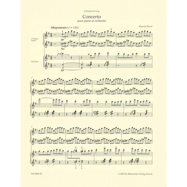 Bärenreiter Ravel Concerto für Klavier