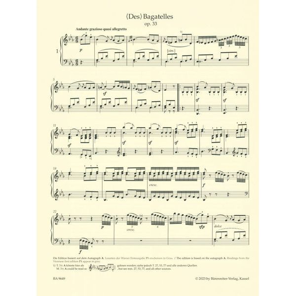 Bärenreiter Beethoven Sämtliche Bagatellen