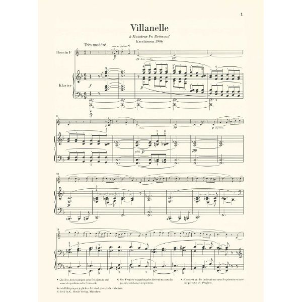 Henle Verlag Dukas Villanelle Horn
