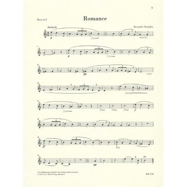 Henle Verlag Skrjabin Romance for Horn
