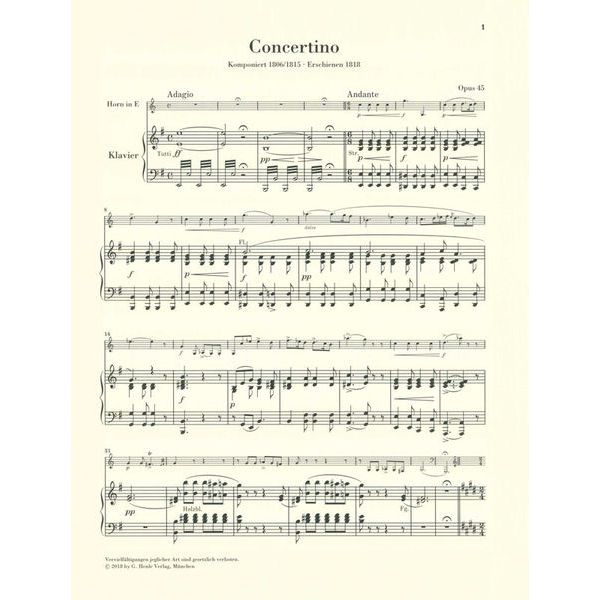 Henle Verlag Weber Concertino op.45 Horn
