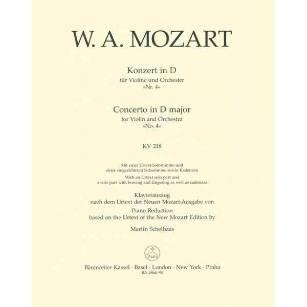 Bärenreiter Mozart Violinkonzert D-Dur