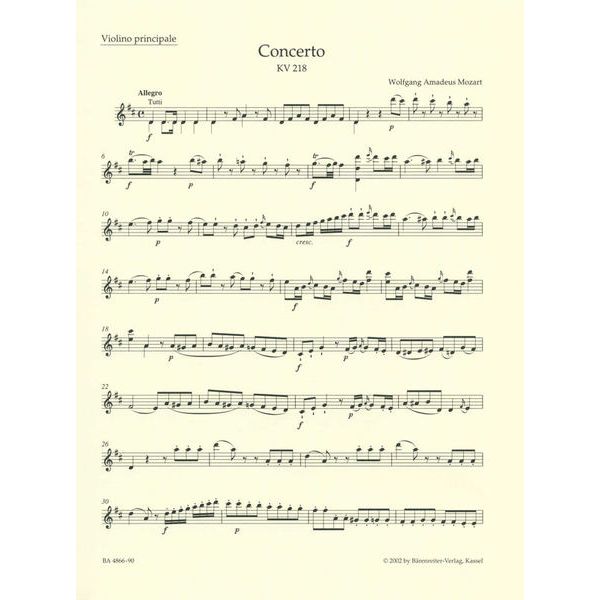 Bärenreiter Mozart Violinkonzert D-Dur