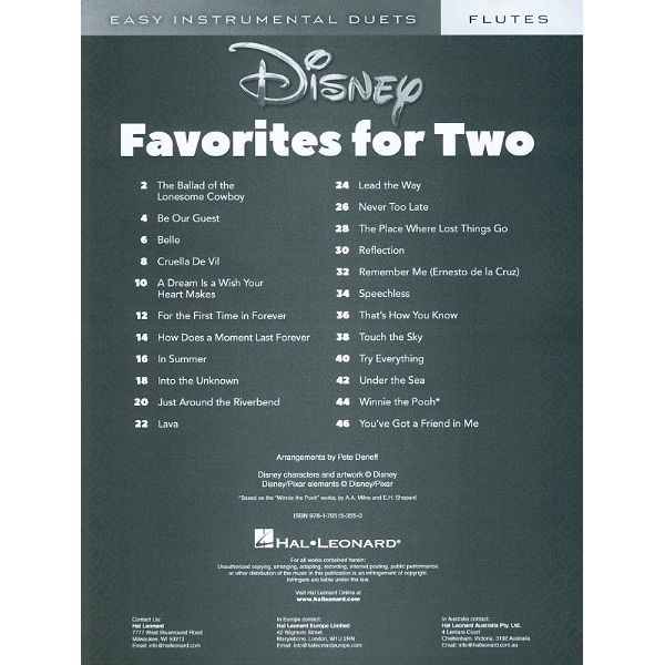 Hal Leonard Disney Favorites Two Flute