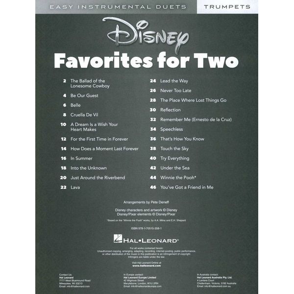 Hal Leonard Disney Favorites Two Trumpet