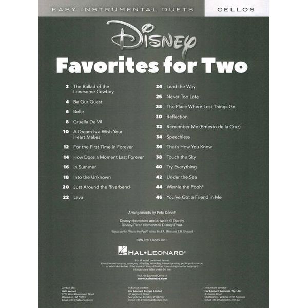 Hal Leonard Disney Favorites Two Cello