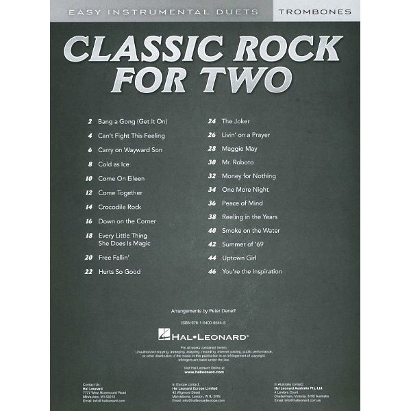 Hal Leonard Classic Rock Two Trombones