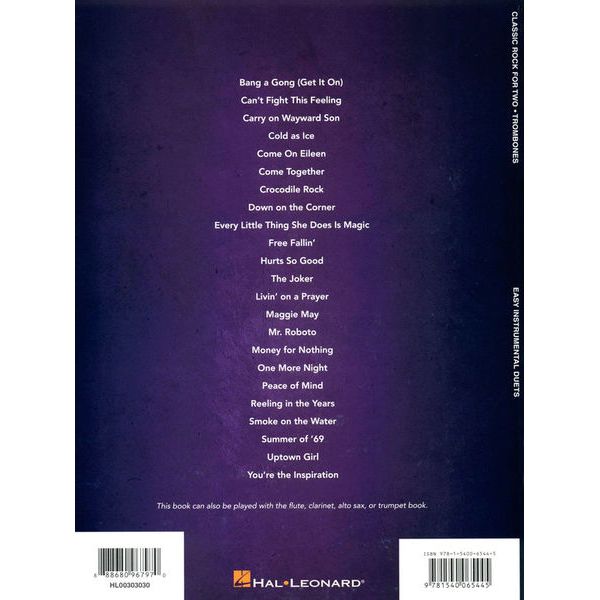 Hal Leonard Classic Rock Two Trombones