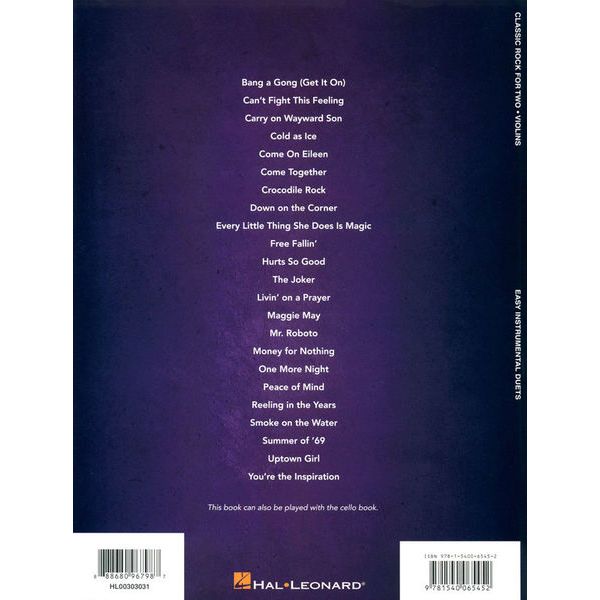 Hal Leonard Classic Rock Two Violins