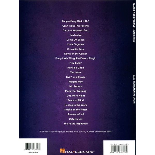 Hal Leonard Classic Rock Two Alto Saxes