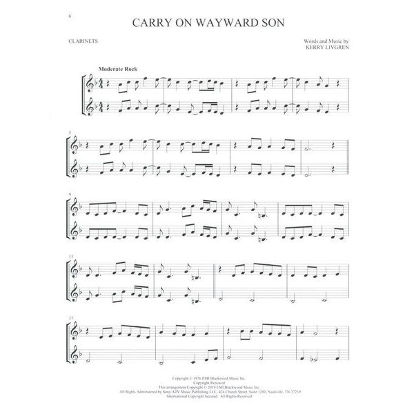 Hal Leonard Classic Rock Two Clarinets