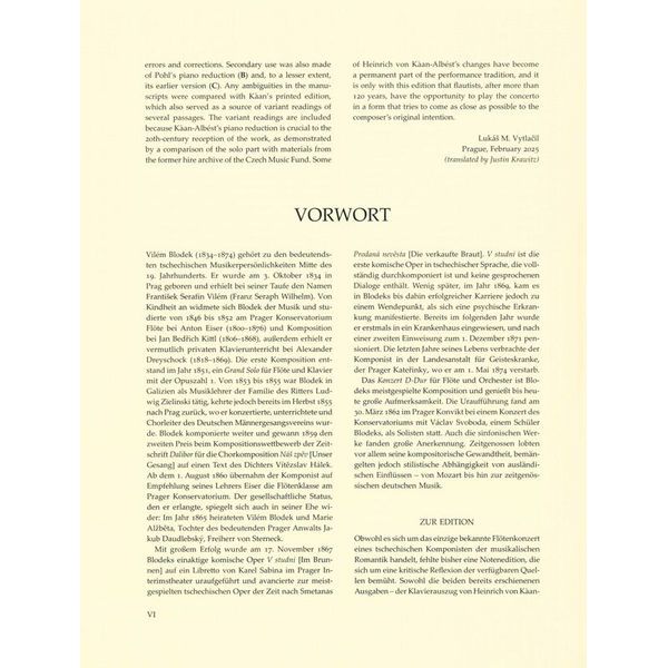 Bärenreiter Blodek Konzert für Flöte D-Dur