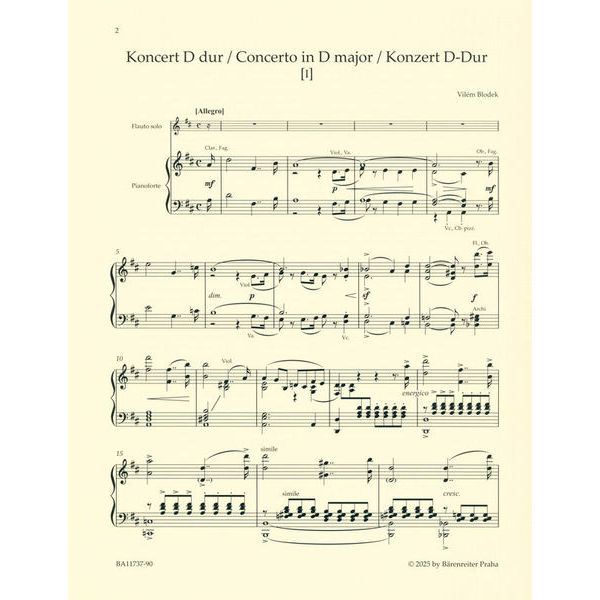 Bärenreiter Blodek Konzert für Flöte D-Dur