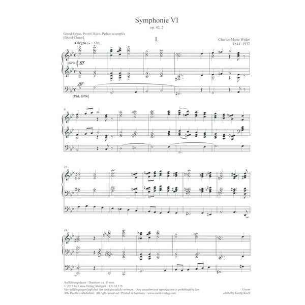 Carus Verlag Widor Sinfonie VI