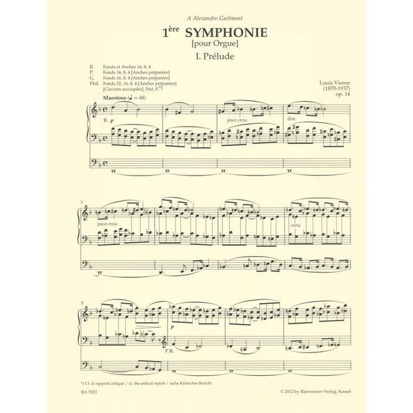 Bärenreiter Vierne Sinfonie Nr. 1