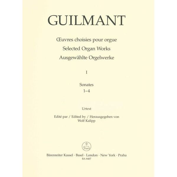 Bärenreiter Guilmant Ausgewählte Orgelwerk