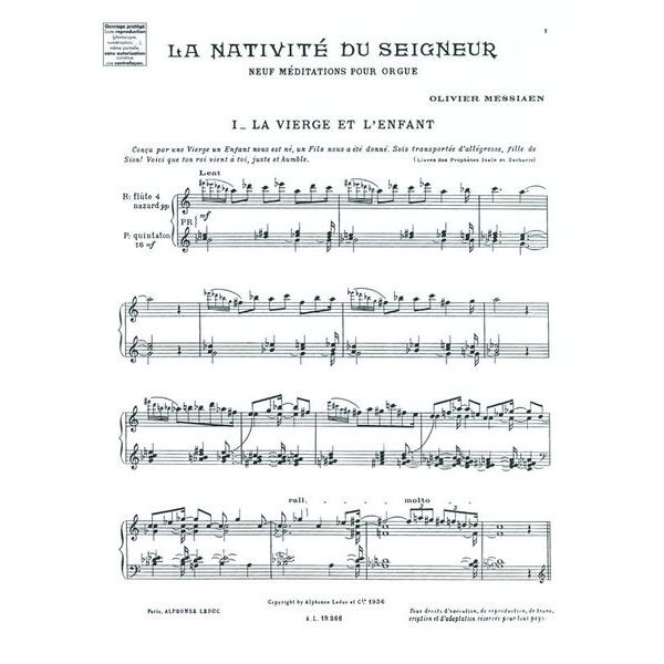 Alphonse Leduc Messiaen La Nativité 1
