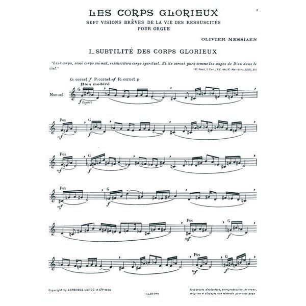 Alphonse Leduc Messiaen Les Corps Glorieux 1