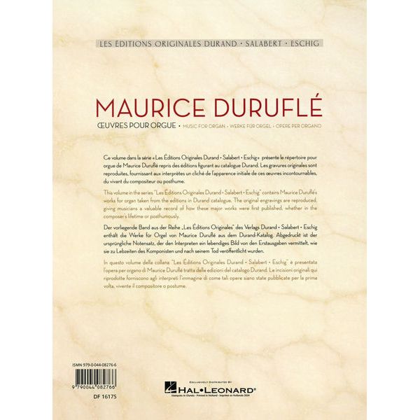 Editions Durand Duruflé Werke für Orgel