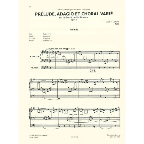 Editions Durand Duruflé Werke für Orgel