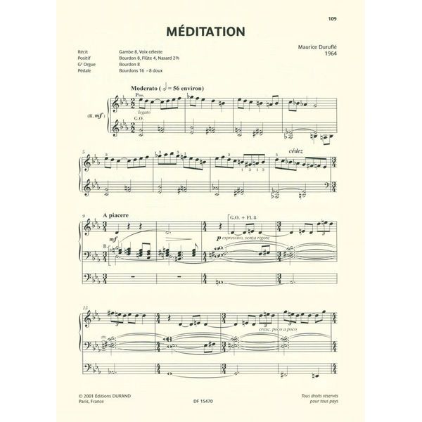 Editions Durand Duruflé Werke für Orgel