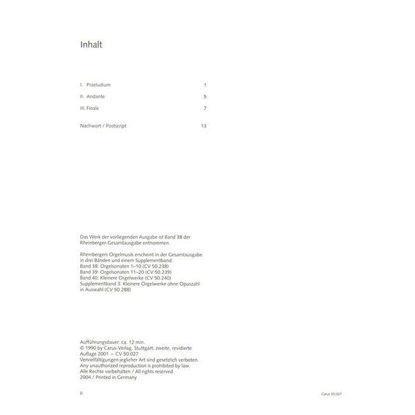 Carus Verlag Rheinberger Orgelsonate Nr. 1