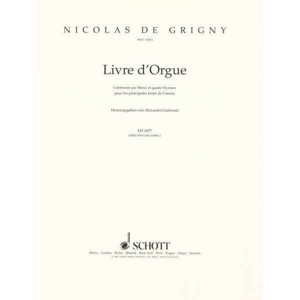 Schott De Grigny Livre d'Orgue