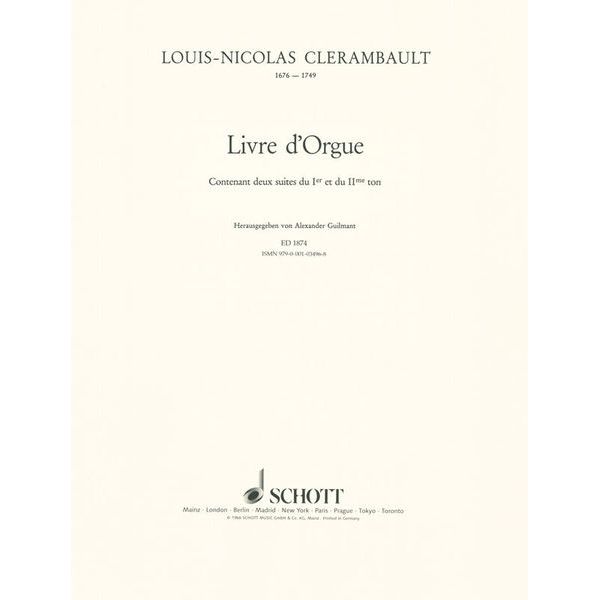 Schott Clérambault Livre d' Orgue