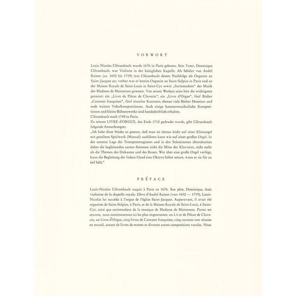 Schott Clérambault Livre d' Orgue