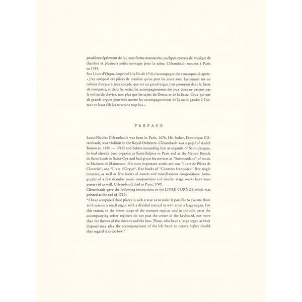 Schott Clérambault Livre d' Orgue