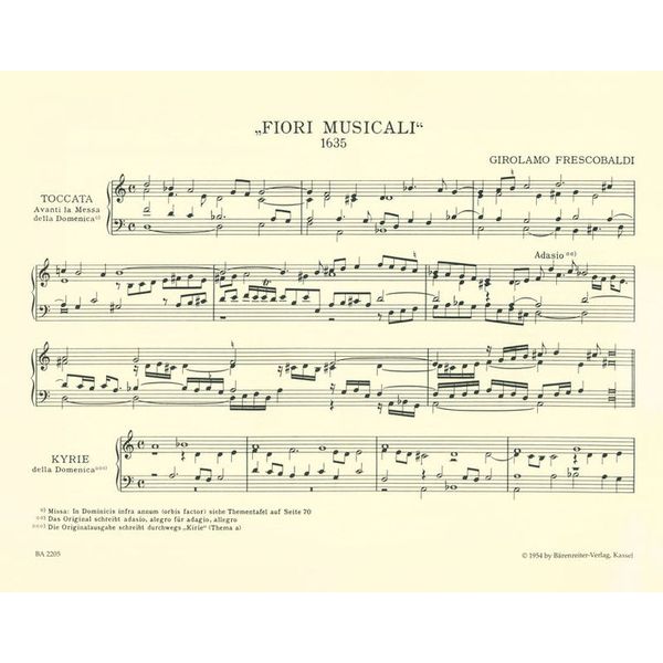 Bärenreiter Frescobaldi Fiori musicali